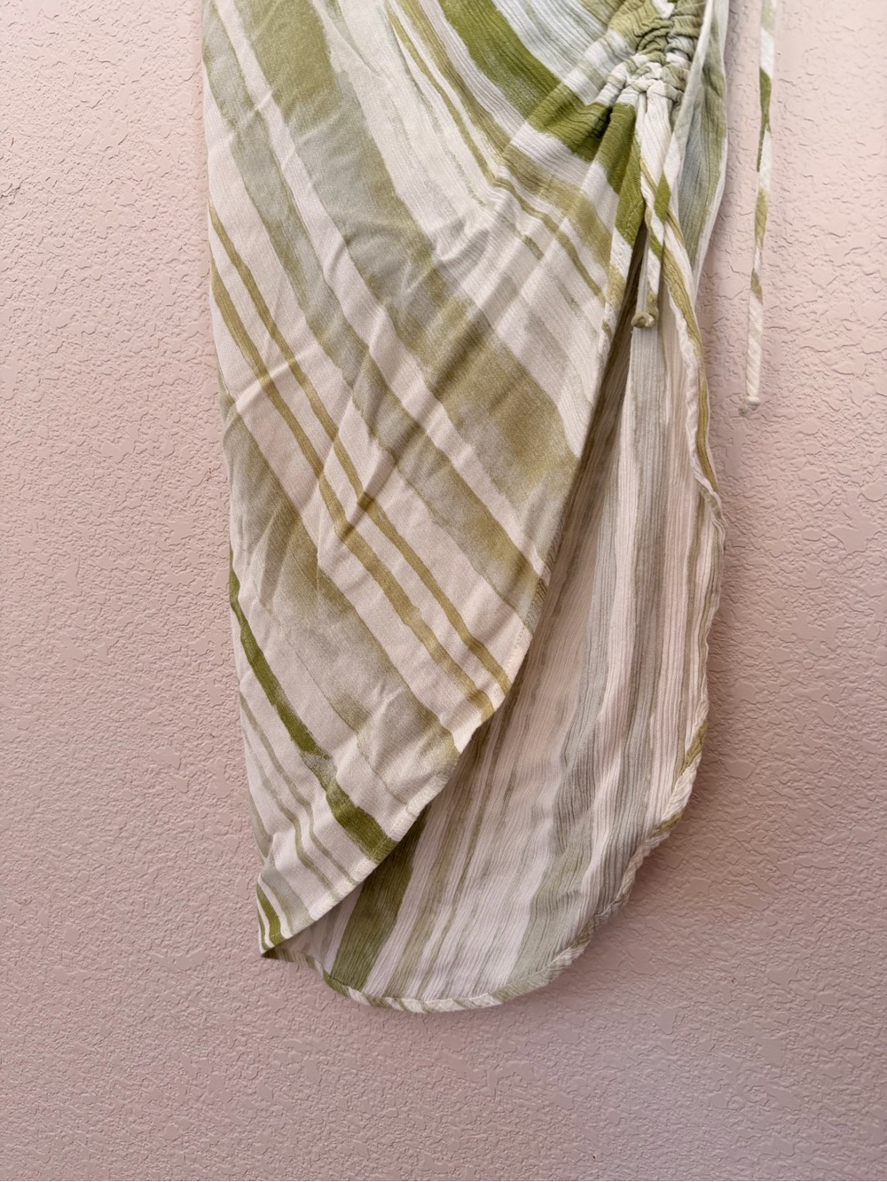 Women’s Green and White Striped Wrap Skirt - Lightweight Summer Style - Picture 4 of 9